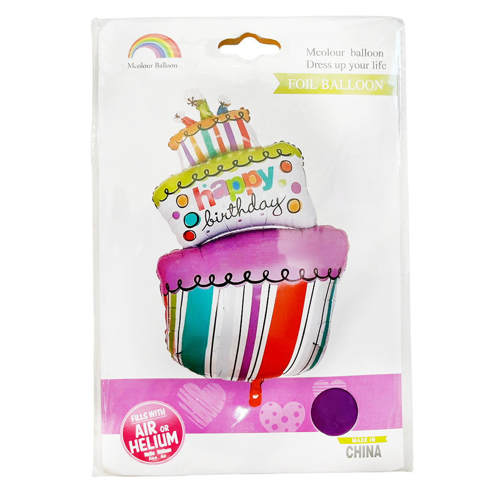 Happy Birthday Cake Holographic Super Shape Foil Balloon-Party wholesale hub