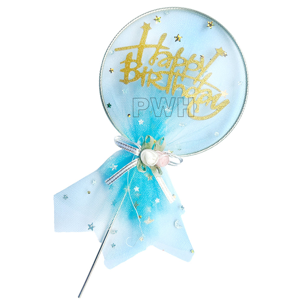 Happy Birthday Fabric 3D Cake Topper - Assorted Colors