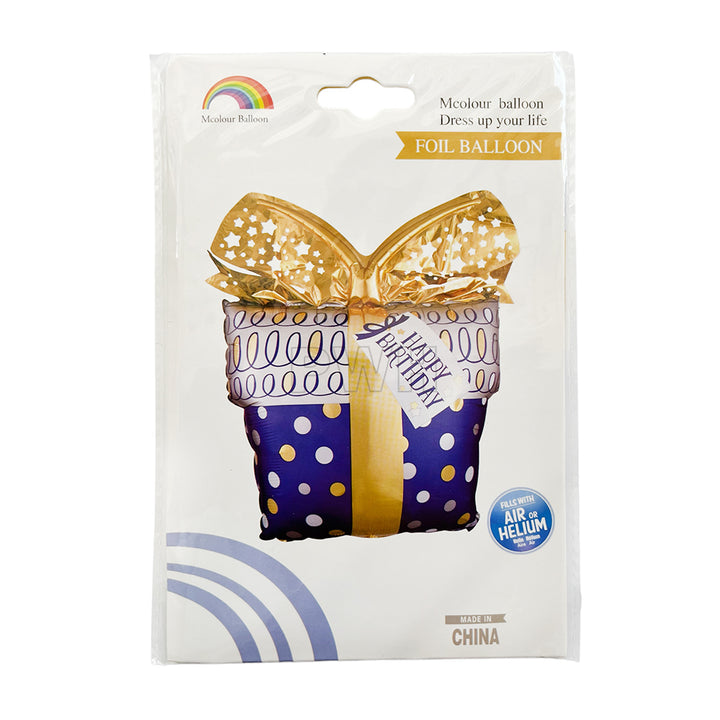 24" Happy Birthday Gift Box Shaped Foil Balloon