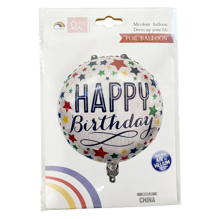 18" Happy Birthday Satin Stars Foil Balloon