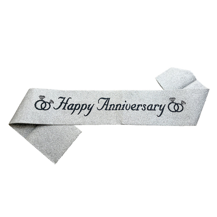 Happy Anniversary Glitter Sash - Assorted Colours Party wholesale hub