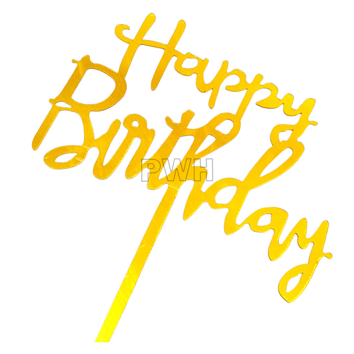 Happy Birthday Acrylic Cake Topper - Assorted
