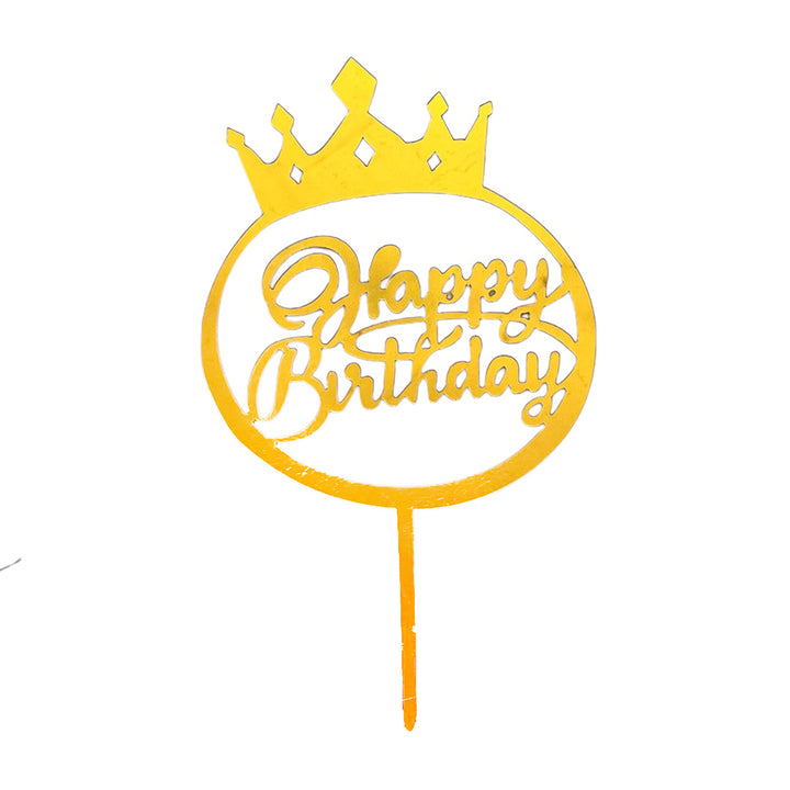 Happy Birthday Crown Cake Topper-Assorted Colors Party wholesale hub