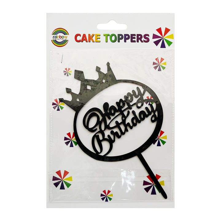 Happy Birthday Crown Cake Topper-Assorted Colors Party wholesale hub