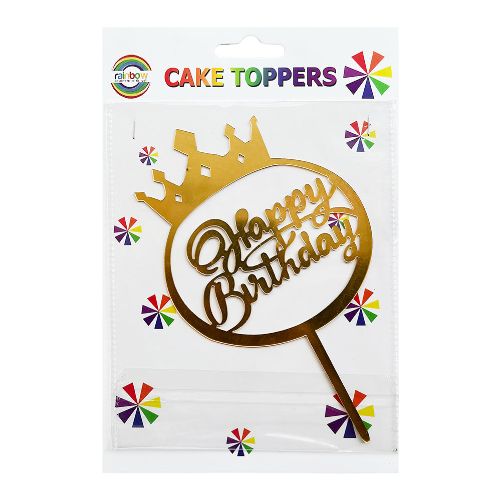 Happy Birthday Crown Cake Topper-Assorted Colors Party wholesale hub