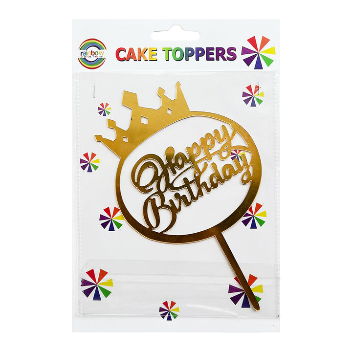 Happy Birthday Crown Cake Topper-Assorted Colors Party wholesale hub