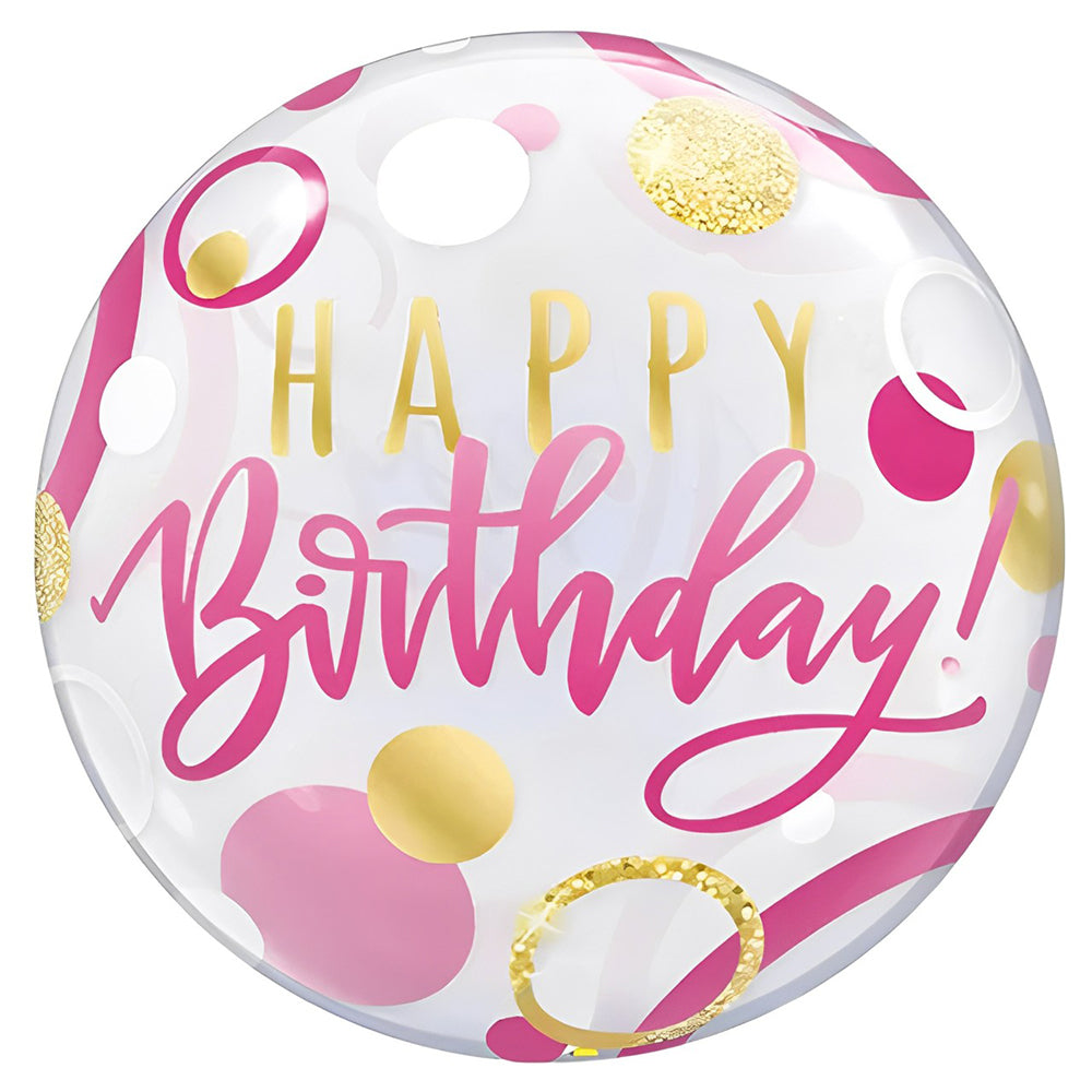 Happy Birthday Polka Print Foil Balloon - party wholesale hub