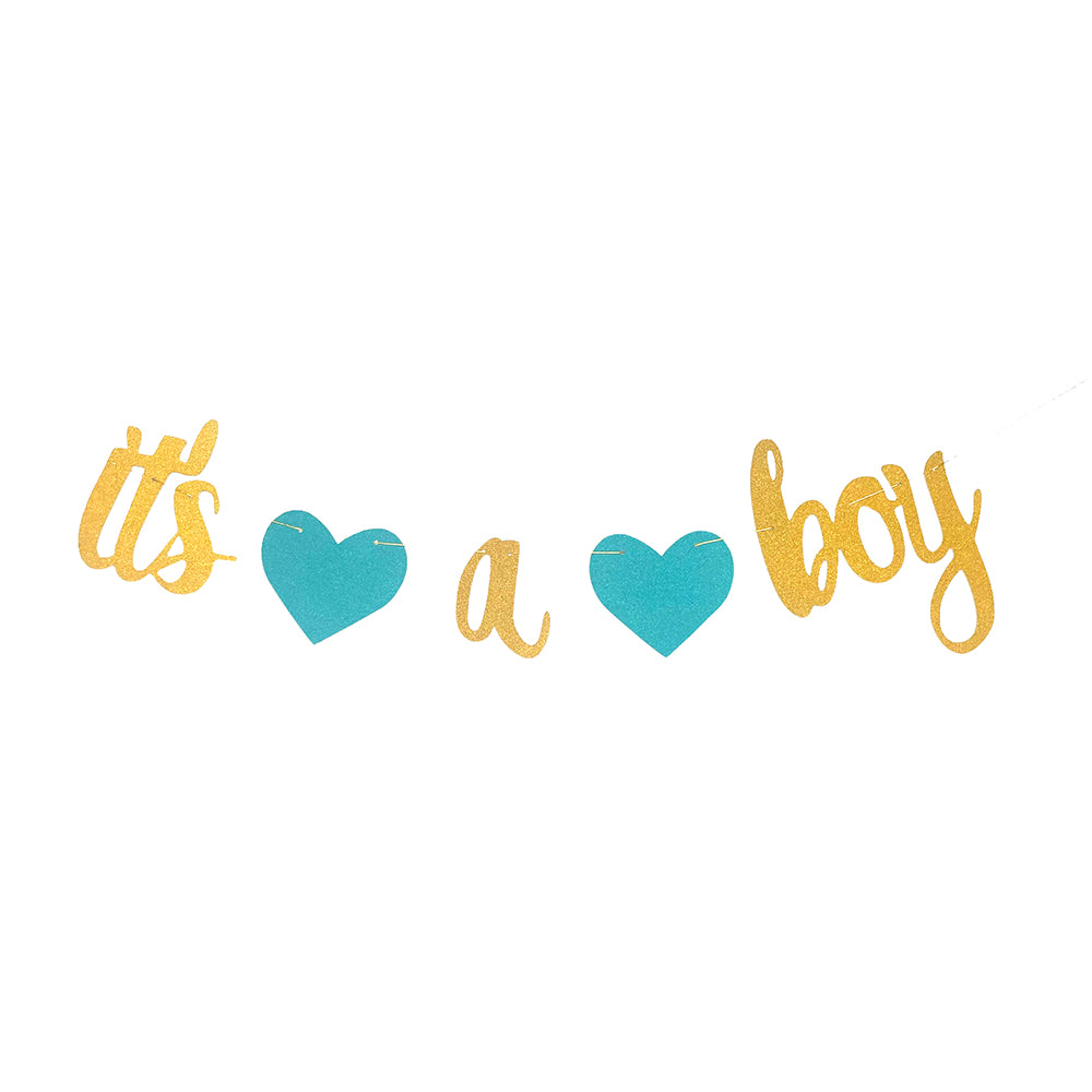 It's A Boy Golden Glitter New Arrival Baby Shower Paper Banner - Party wholesale hub