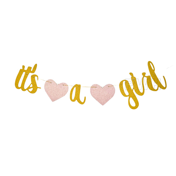 It's A Boy/Girl Golden Glitter New Arrival Baby Shower Paper Banner