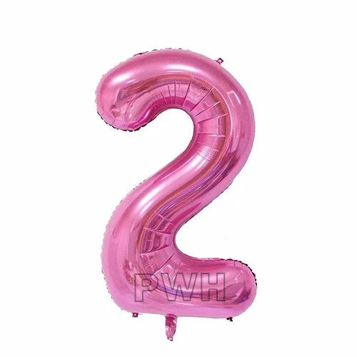 40" Pink Colors Foil Number - (Numbers 0 - 9)