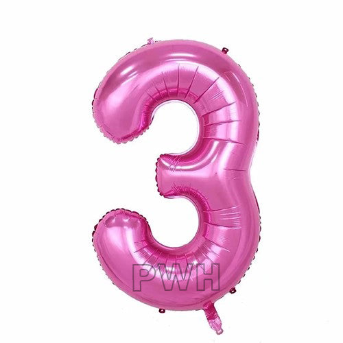 40" Pink Colors Foil Number - (Numbers 0 - 9)