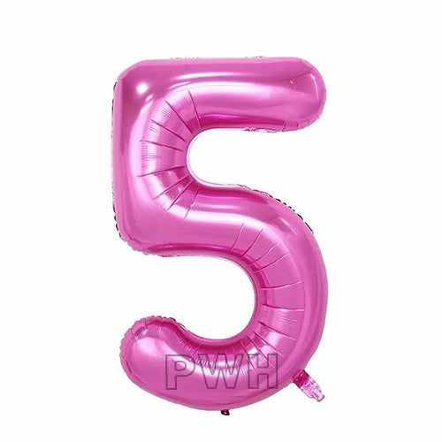40" Pink Colors Foil Number - (Numbers 0 - 9)