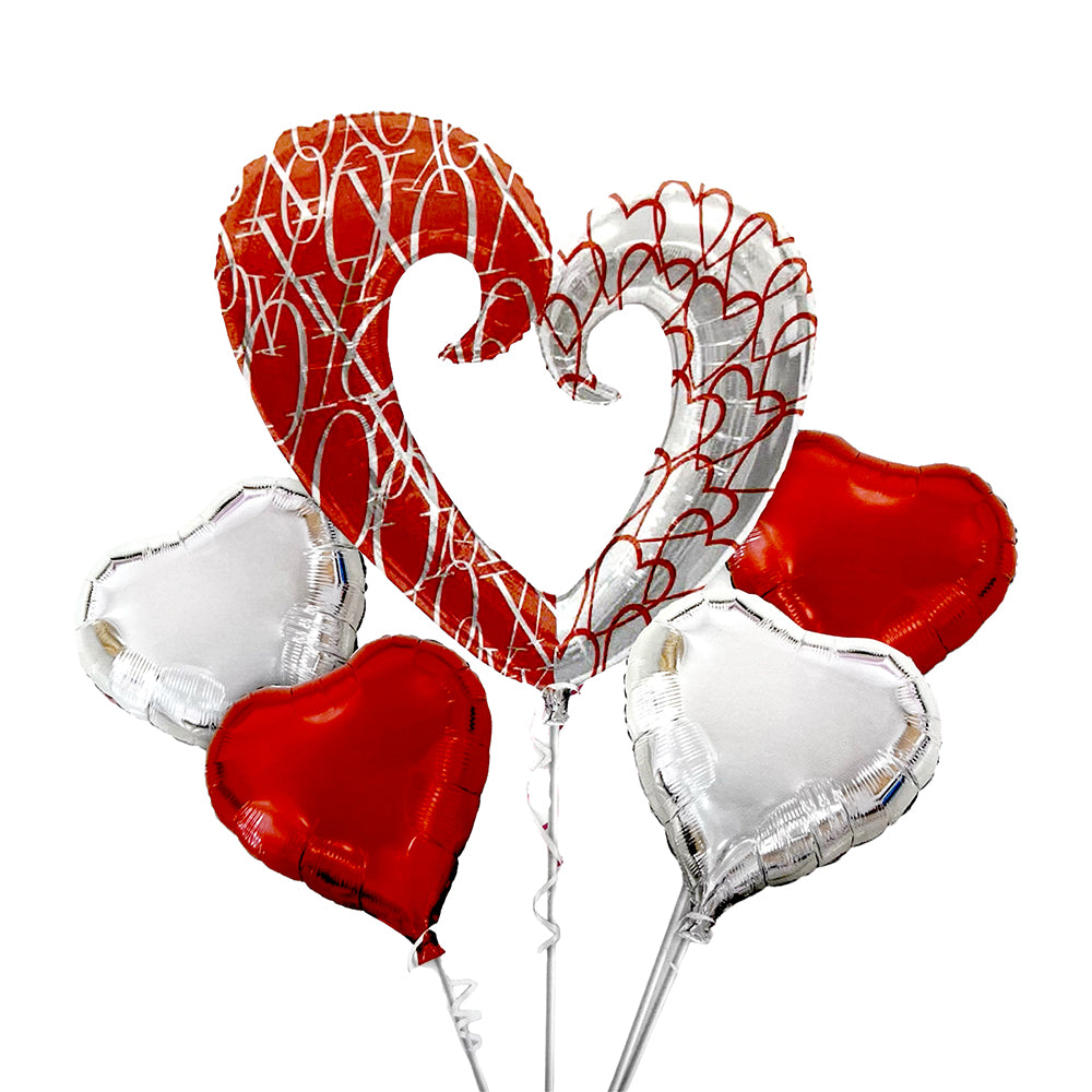 Mcolour 5 In 1 Open Heart Foil Balloons Set-Party wholesale hub