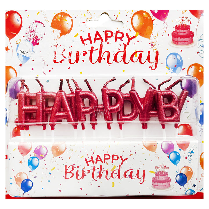 Metallic Happy Birthday Cake Candles Set - Assorted Colors
