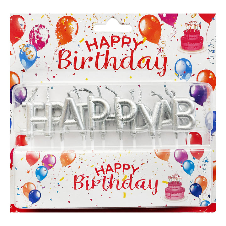 Metallic Happy Birthday Cake Candles Set - Assorted Colors