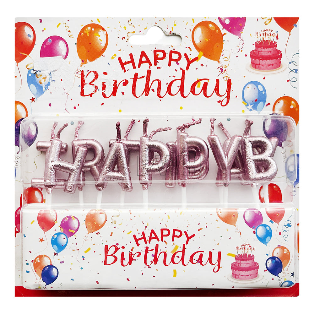 Metallic Happy Birthday Cake Candles Set - Assorted Colors