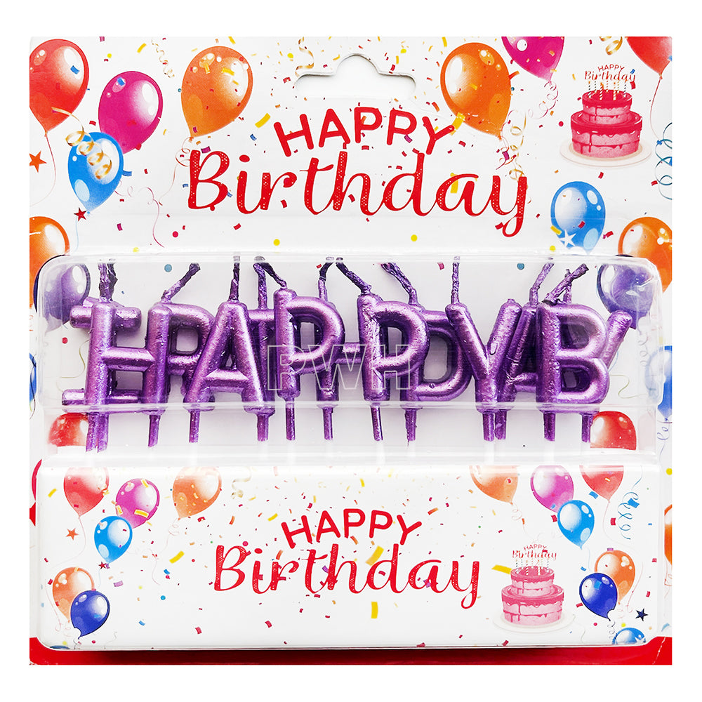 Metallic Happy Birthday Cake Candles Set - Assorted Colors