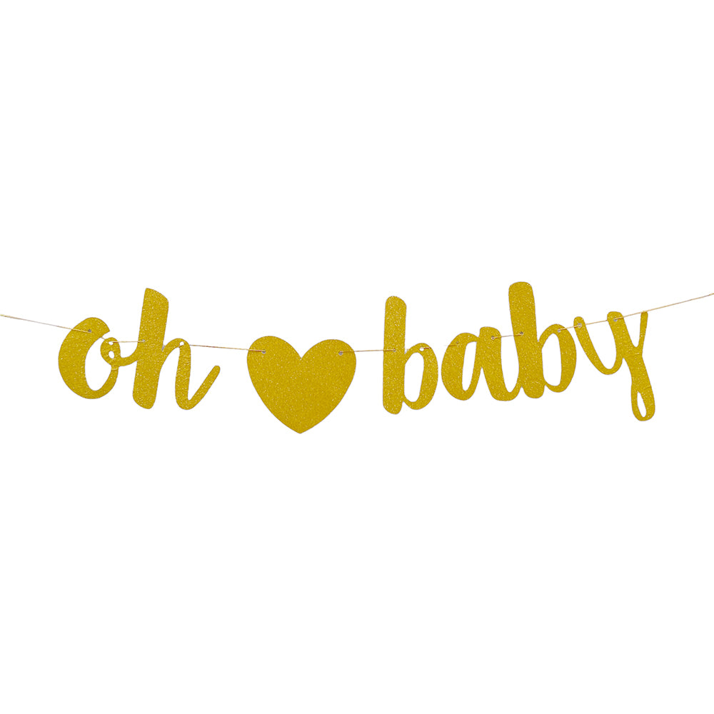 Oh Baby Golden Glitter New ArrivalBaby Shower Wall Banner - Party wholesale hub