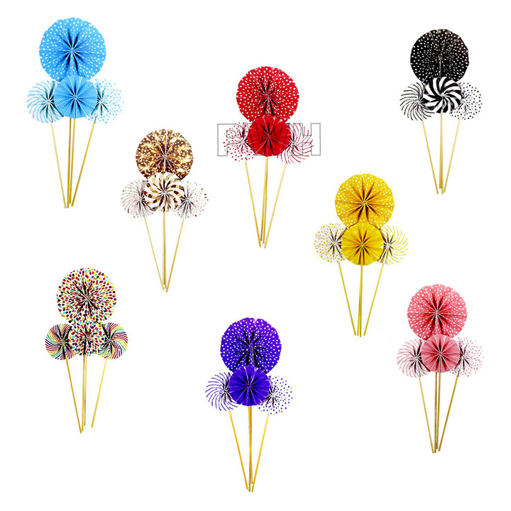 Mini Paper Fans Cake topper - Assorted Colors