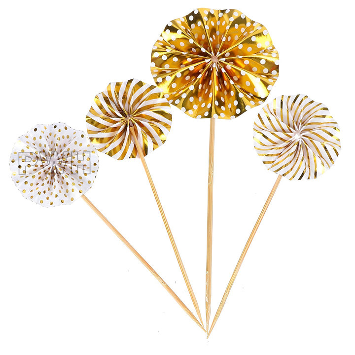 Mini Paper Fans Cake topper - Assorted Colors