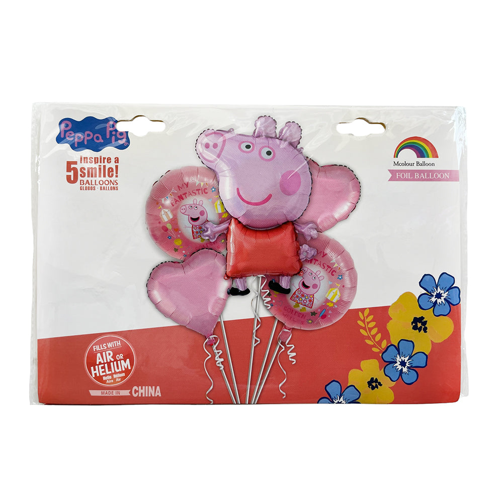 Peppa Pig Foil Balloons Set - 5 Pcs-Party wholesale hub