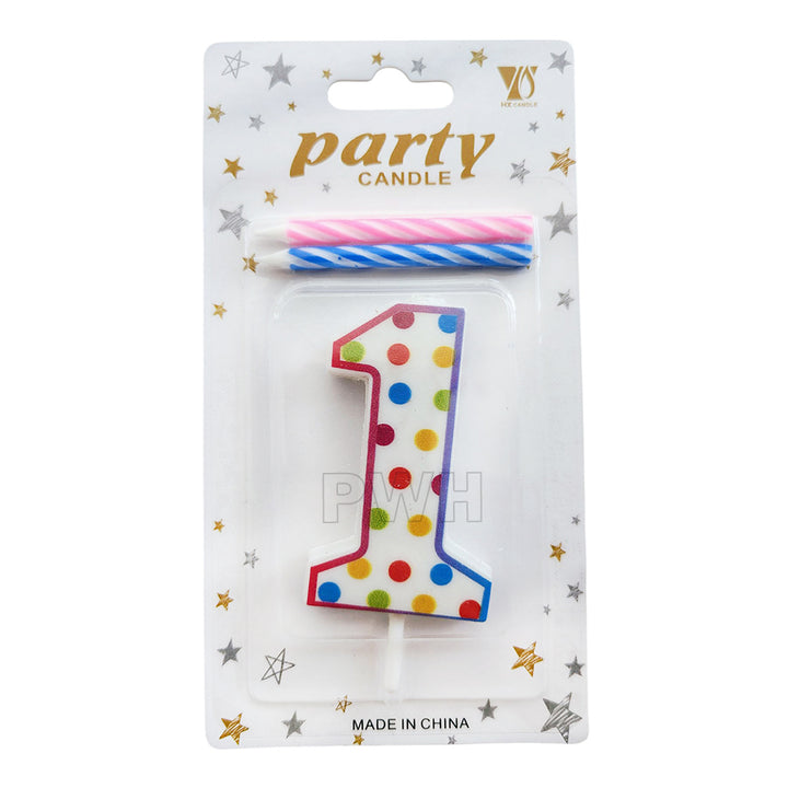Polka Dots Number Candle  [Available in Digits 0-9]