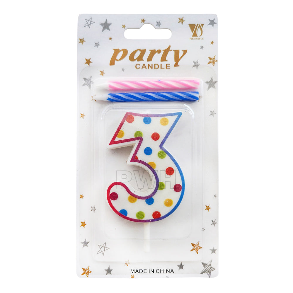 Polka Dots Number Candle  [Available in Digits 0-9]