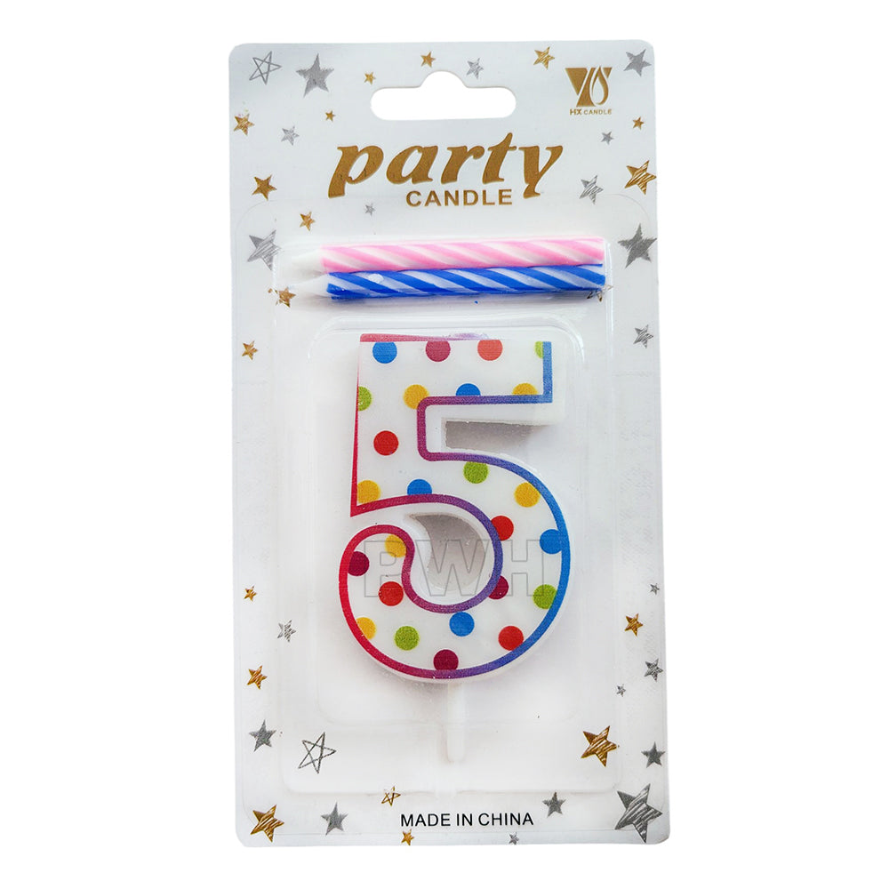 Polka Dots Number Candle  [Available in Digits 0-9]