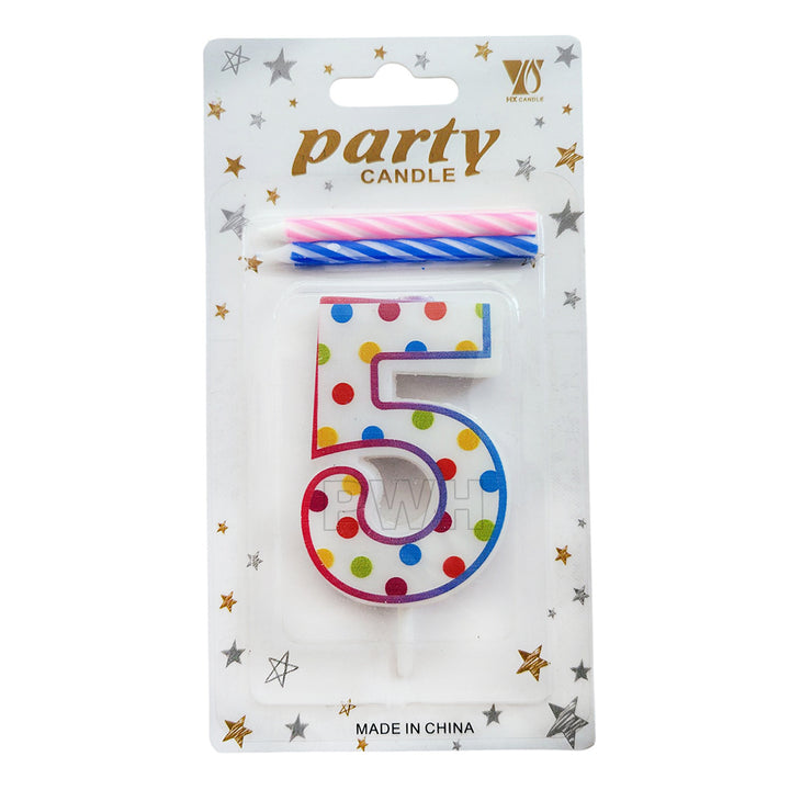 Polka Dots Number Candle  [Available in Digits 0-9]