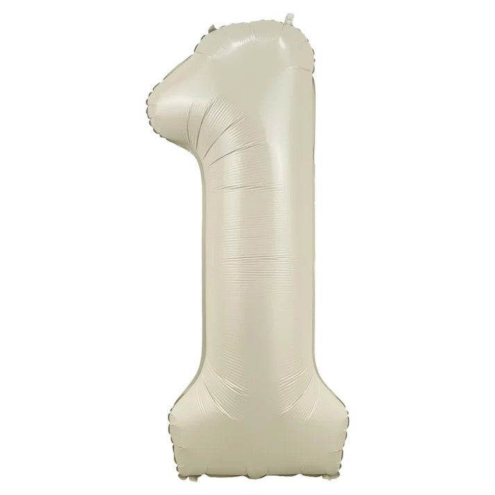 Large 32-inch cream number four foil balloon with a soft neutral finish, representing the available number range from 0 to 9.