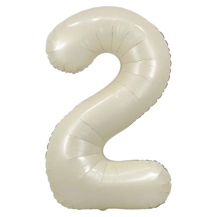 Large 32-inch cream number four foil balloon with a soft neutral finish, representing the available number range from 0 to 9.
