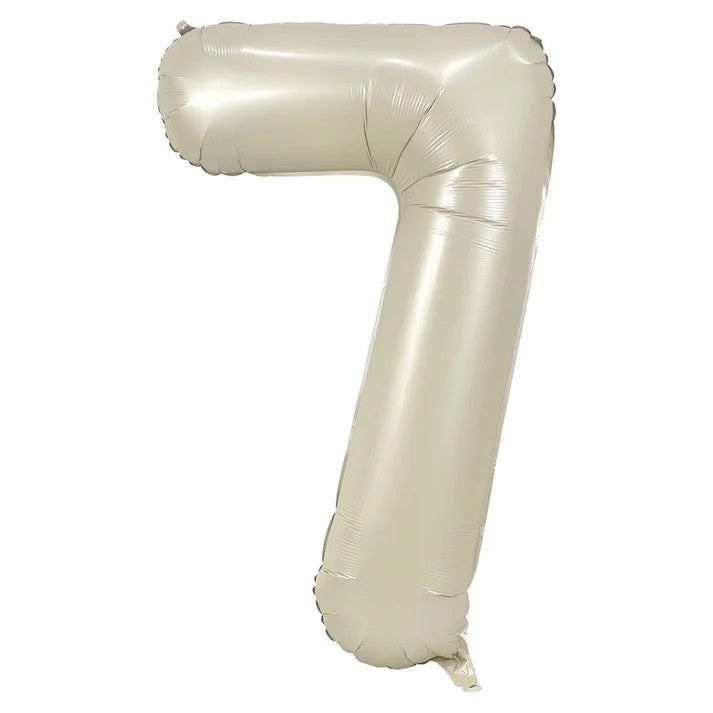 Large 32-inch cream number four foil balloon with a soft neutral finish, representing the available number range from 0 to 9.