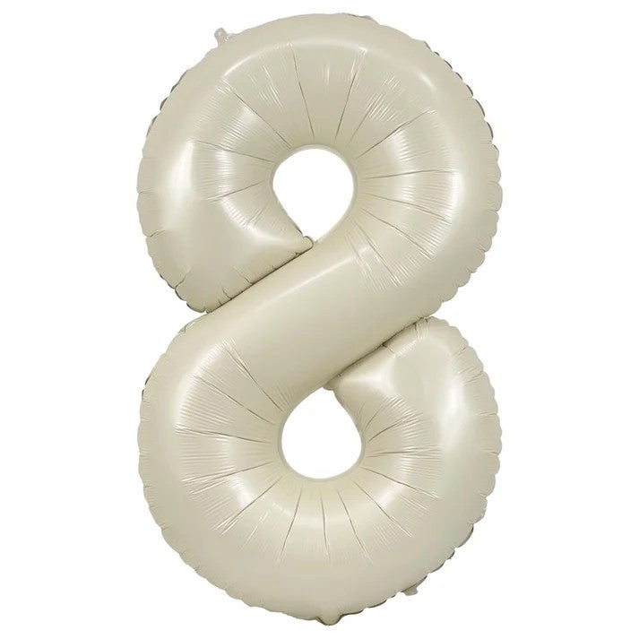 Large 32-inch cream number four foil balloon with a soft neutral finish, representing the available number range from 0 to 9.