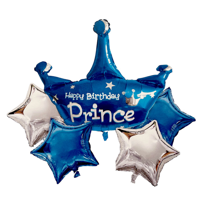 Prince 5 in 1 Birthday Foil Balloons Bouquet Set