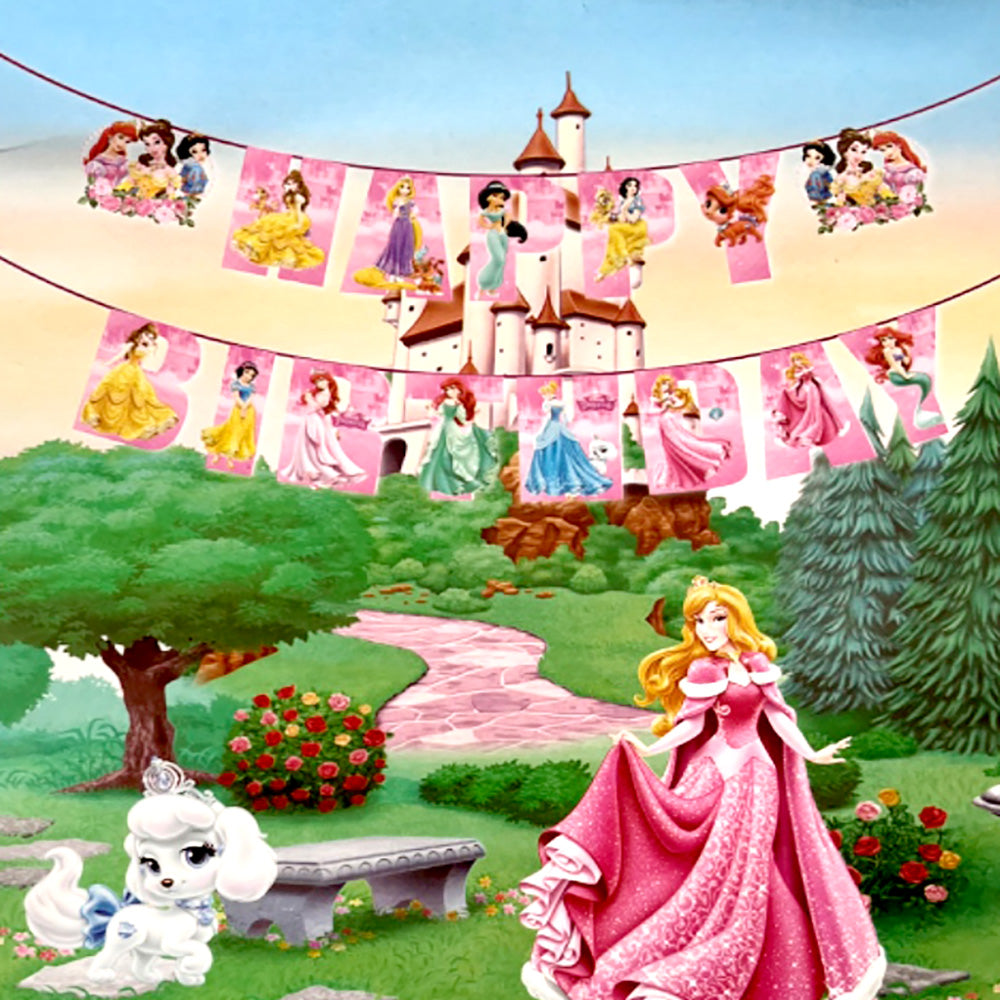 princess theme birthday banner - party wholesale hub