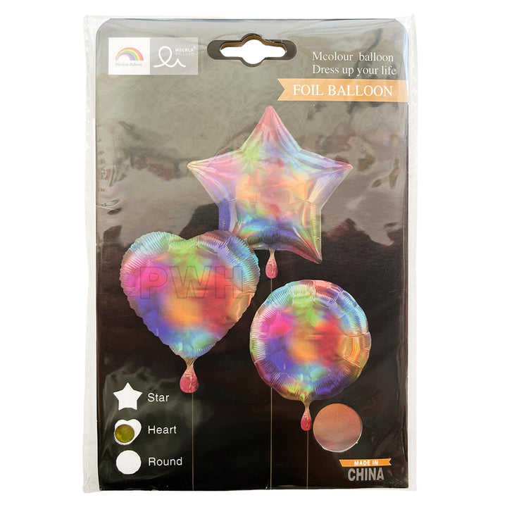 Rainbow Radiant Foil Balloon - Heart, Star and Round