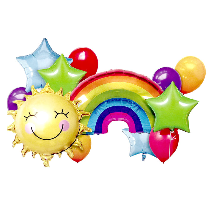 Rainbow Theme Wall Decor Foil Balloons Set  - Party wholesale hub