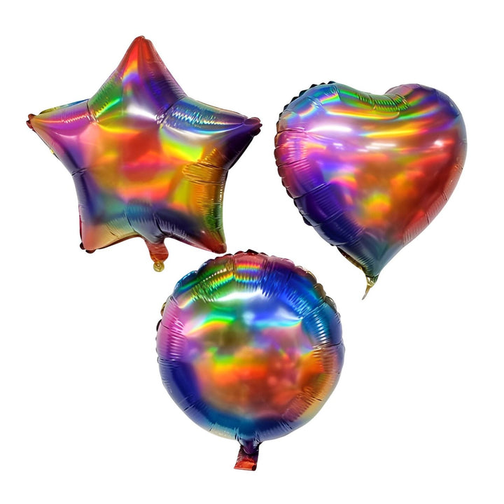 Rainbow Radiant Foil Balloon - Heart, Star and Round