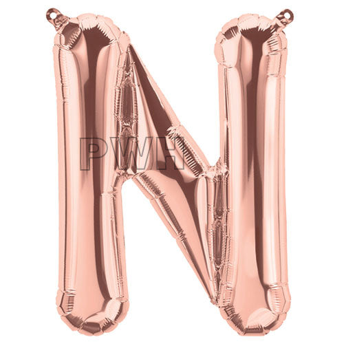 16" STANDARD Foil Alphabet Balloons- Rose Gold (Letters A - Z)