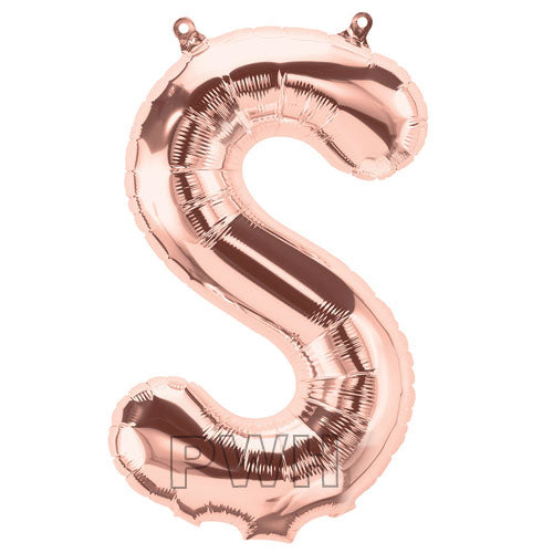 16" STANDARD Foil Alphabet Balloons- Rose Gold (Letters A - Z)