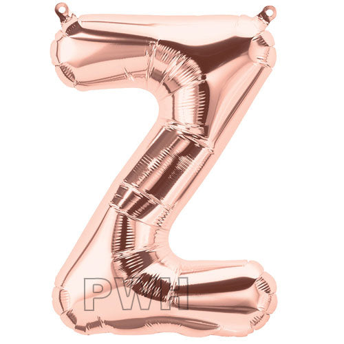 16" STANDARD Foil Alphabet Balloons- Rose Gold (Letters A - Z)