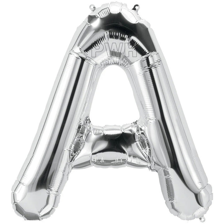 16" STANDARD Foil Alphabet Balloons- Silver (Letters A - Z)