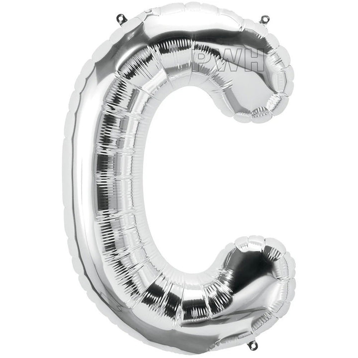 16" STANDARD Foil Alphabet Balloons- Silver (Letters A - Z)