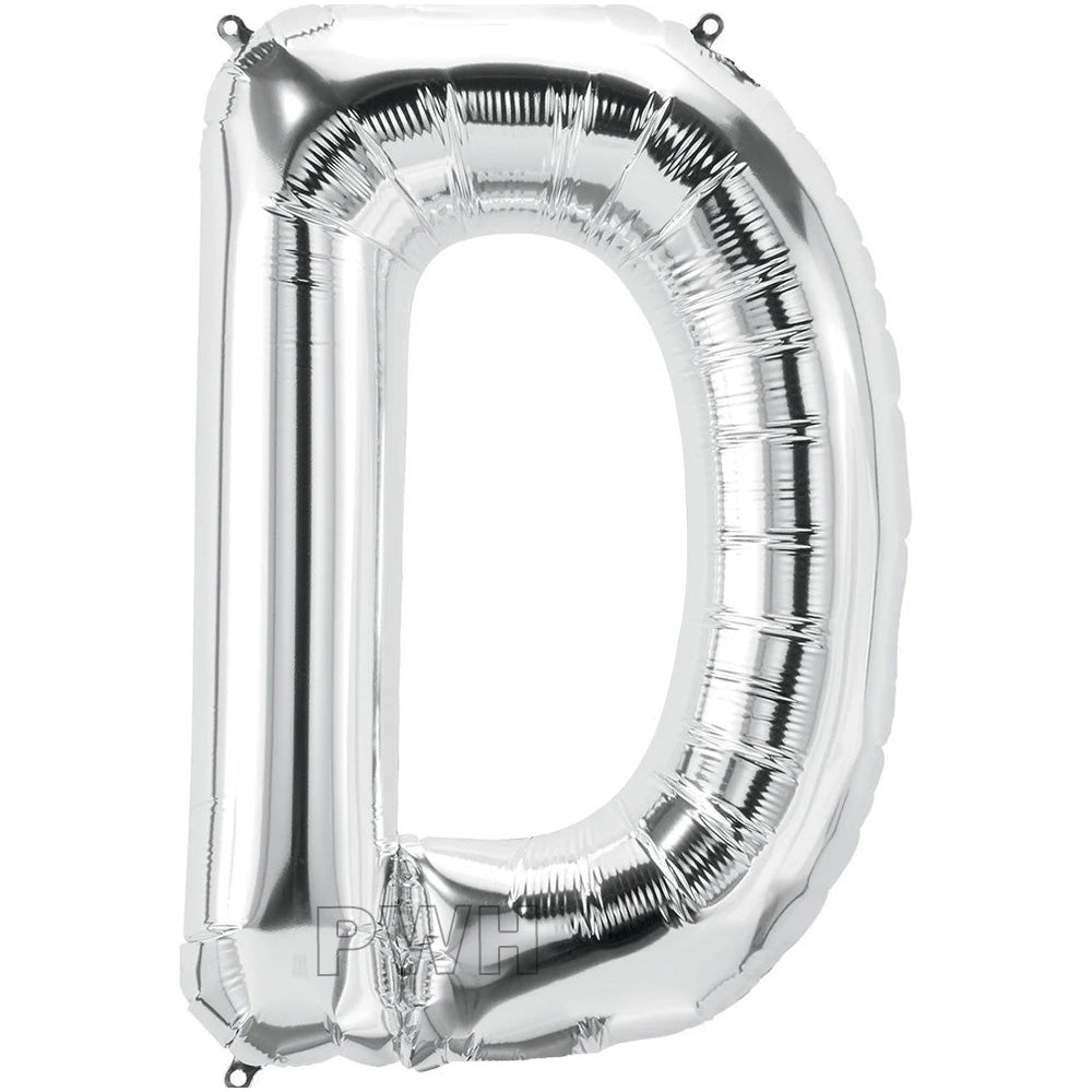 16" STANDARD Foil Alphabet Balloons- Silver (Letters A - Z)