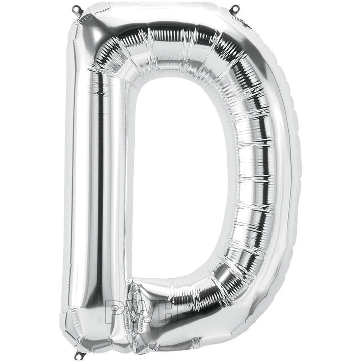 16" STANDARD Foil Alphabet Balloons- Silver (Letters A - Z)