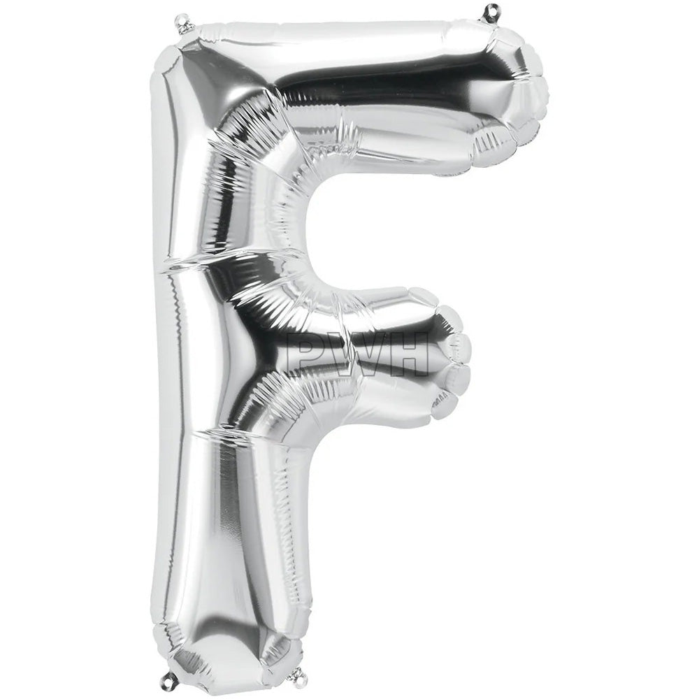16" STANDARD Foil Alphabet Balloons- Silver (Letters A - Z)