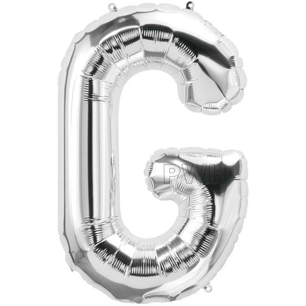 16" STANDARD Foil Alphabet Balloons- Silver (Letters A - Z)