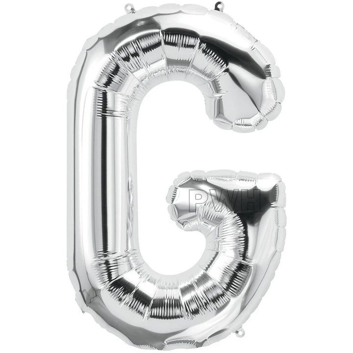 16" STANDARD Foil Alphabet Balloons- Silver (Letters A - Z)