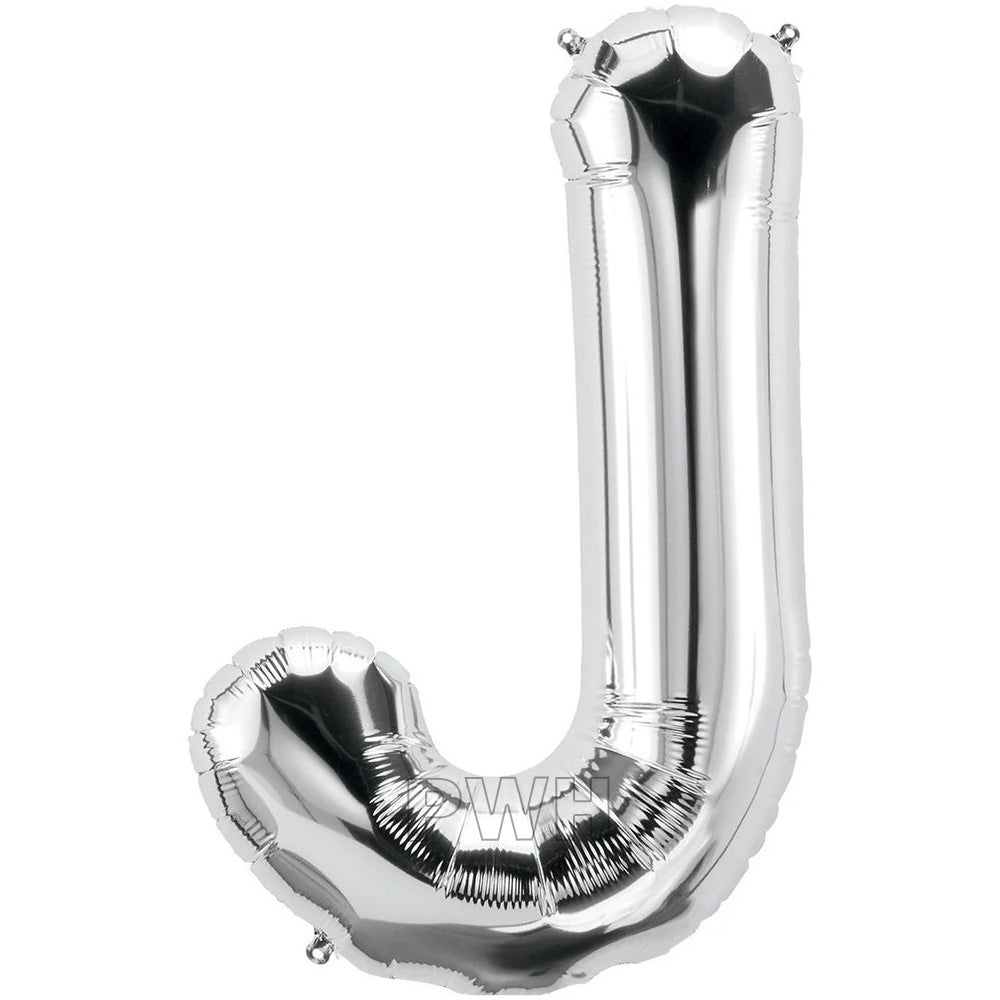 16" STANDARD Foil Alphabet Balloons- Silver (Letters A - Z)