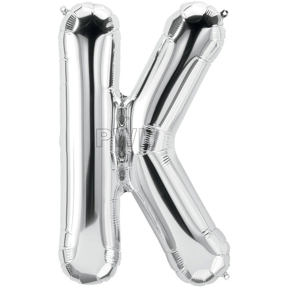 16" STANDARD Foil Alphabet Balloons- Silver (Letters A - Z)